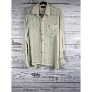 Malawka for Taj Khazana Shirt Men's Large Beige Long Sleeve Button Front Pocket